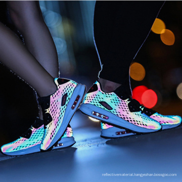 Custom High Quality Rainbow Heat Resistant Reflective Mesh Fabric for Running Shoes